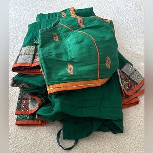 Green Lehenga Choli Dupetta with Embroidered Details. chanya Choli Lehenga. L